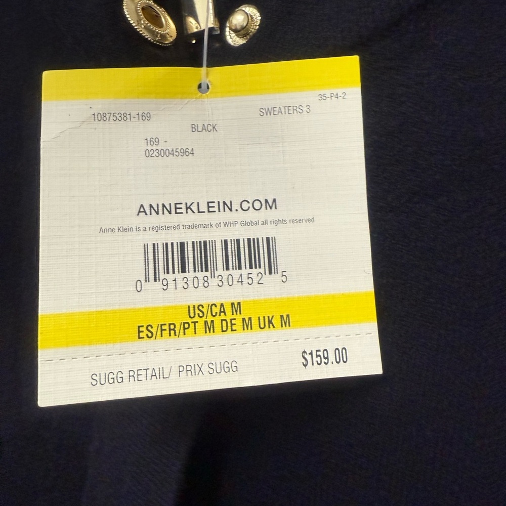 Anne Klein Black Sweater with Gold Accent - Picture 2 of 2
